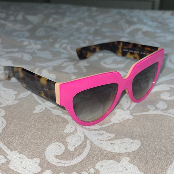 PRADA | Authentic POEME Sunglasses Cat Eye Neon Pink Tortoise - Picture 11 of 15